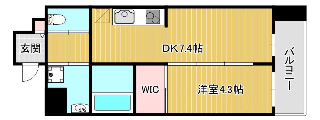 ファーストフィオーレ難波フォート(1DK/3階)の間取り写真
