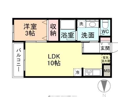 アムゥール新庄(1LDK/1階)の間取り写真