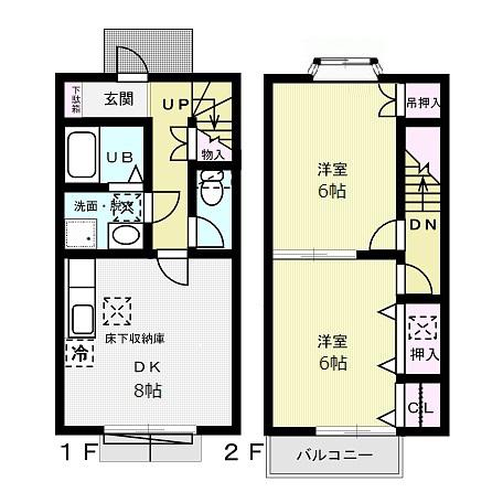 クレールシェソワ(2DK/1階)の間取り写真