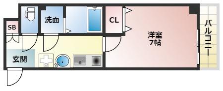 ソラード王子町(1K/2階)の間取り写真
