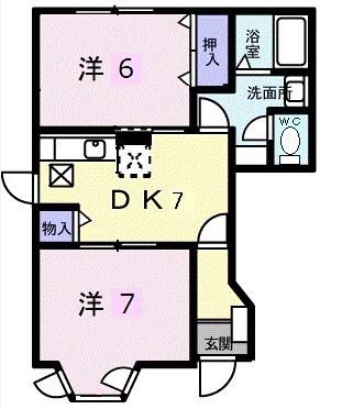 クレストール竹(2DK/1階)の間取り写真