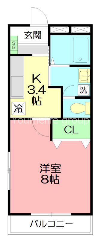 ジュネス宮坂II(1K/2階)の間取り写真