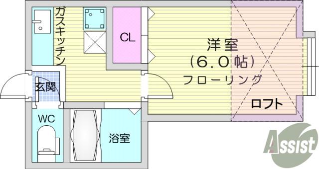 ホワイトキャッスル20番館(1K/1階)の間取り写真