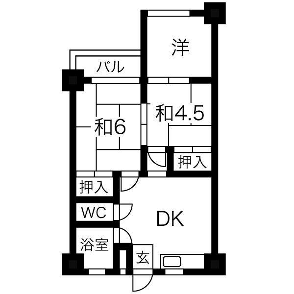 宝第一スカイハイツ(3DK/7階)の間取り写真