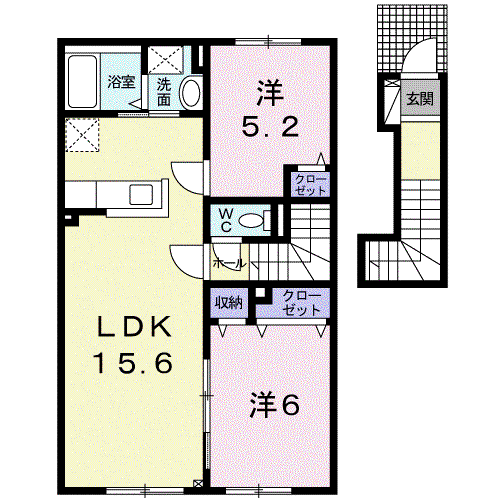 DREAM恵庭(2LDK/2階)の間取り写真