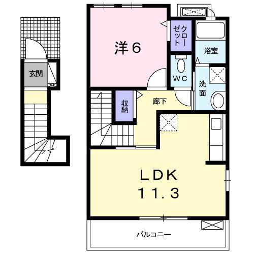 キウイ東(1LDK/2階)の間取り写真