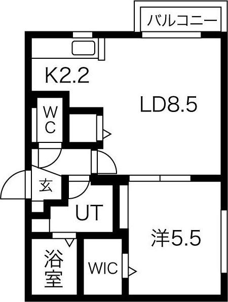 ボヌール豊平(1LDK/2階)の間取り写真