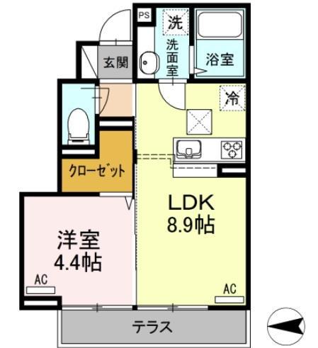 オネット光が丘(1LDK/1階)の間取り写真
