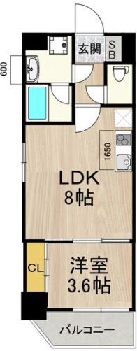 フロンティアタワー九条I(1LDK/8階)の間取り写真