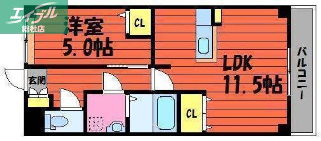ロイヤル藤II(1LDK/1階)の間取り写真