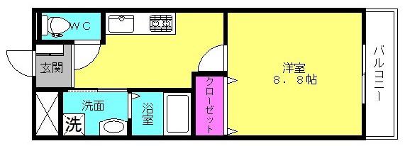 アーバンレジデンス東加古川(1K/2階)の間取り写真