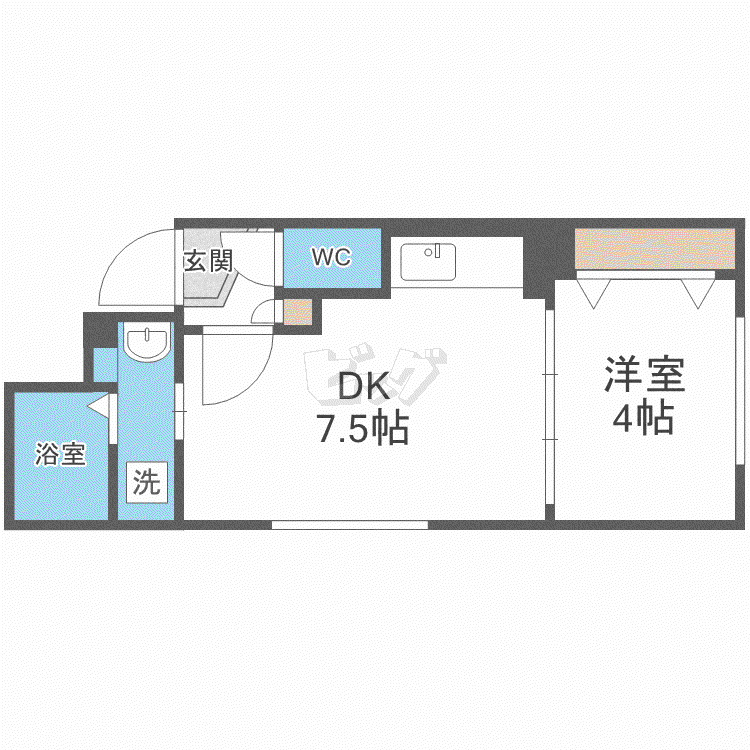 ル・ドゥジエム(1LDK/4階)の間取り写真