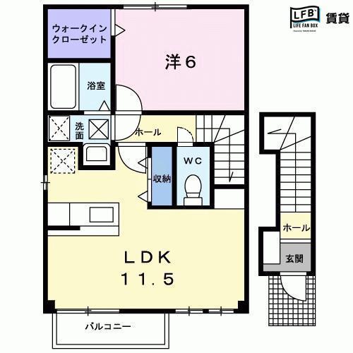 ボナ-ル・ラシーヌ(1LDK/1階)の間取り写真