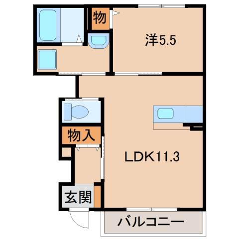 レゴリス(1LDK/1階)の間取り写真