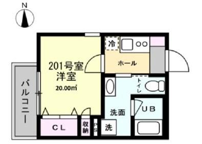 MIRAIS根岸(1K/2階)の間取り写真