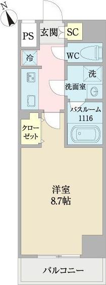 コントレイルりんくう常滑(1K/1階)の間取り写真