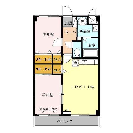 ケイパレスII(2LDK/2階)の間取り写真