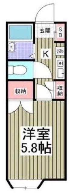 サンライズII(1K/2階)の間取り写真