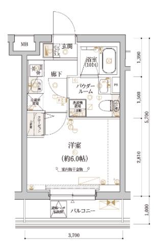ECREDE横濱吉野町(1K/1階)の間取り写真