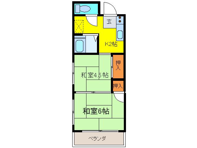 麦倉マンション(2K/2階)の間取り写真