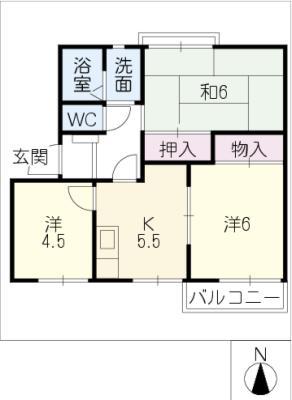グレイシャスC(3DK/2階)の間取り写真