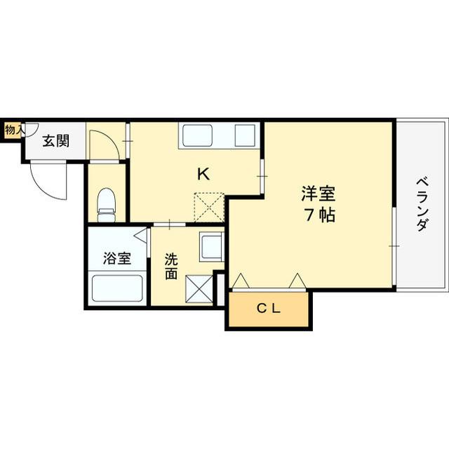 クレアール西今川(1K/2階)の間取り写真