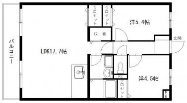 エスペランサAOI(2LDK/1階)の間取り写真