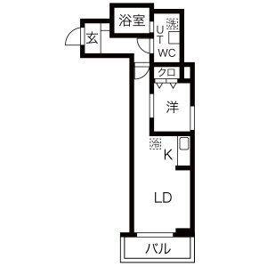 メリディアン川平参番館(1LDK/3階)の間取り写真