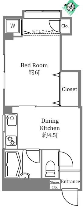 啓福ビル(1DK/2階)の間取り写真