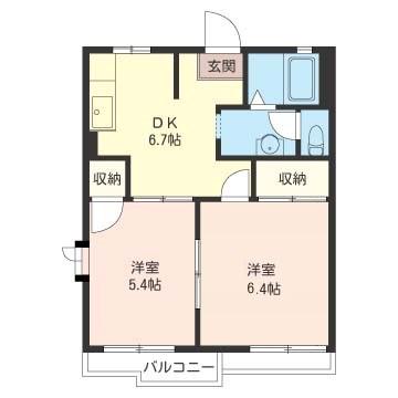 コーポナガシマ(2DK/2階)の間取り写真