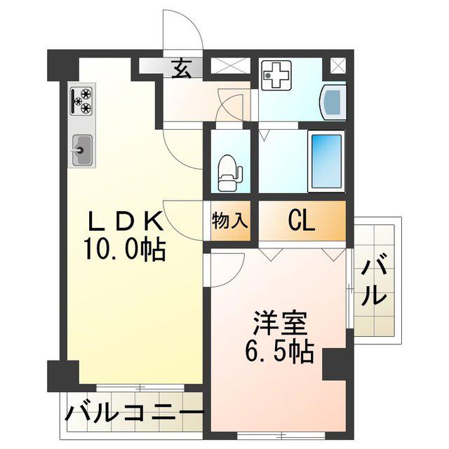 ローズステージ泉大津駅前(1LDK/2階)の間取り写真