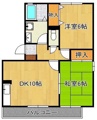 リベルテS.A棟(2LDK/1階)の間取り写真