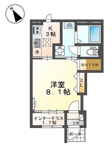 スターテラスII東川口町(1K/1階)の間取り写真