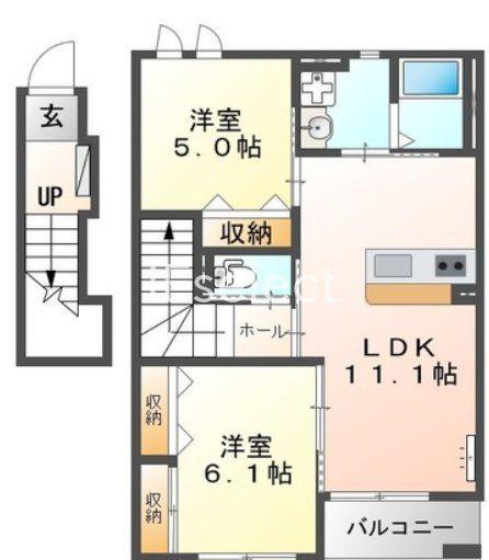 サナンドゥーII(2LDK/2階)の間取り写真