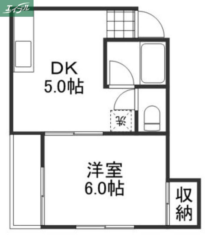 サンツボイ(1DK/1階)の間取り写真