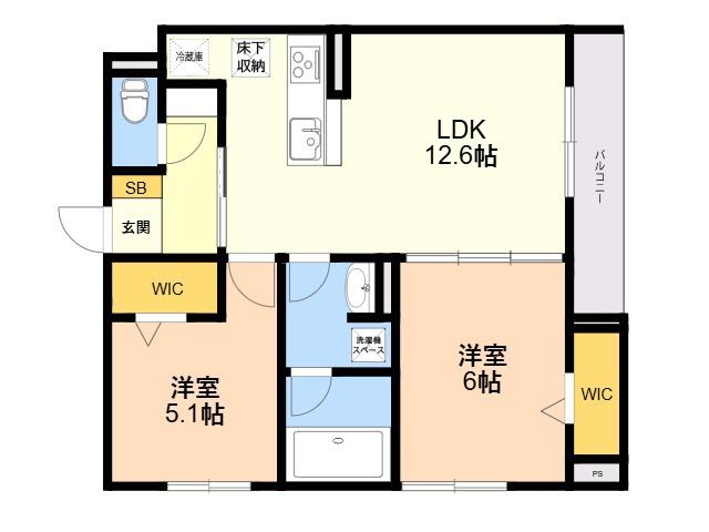 D-ROOM板付(2LDK/1階)の間取り写真