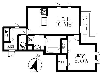 氷川町MAISON HARUNOHI(1LDK/2階)の間取り写真