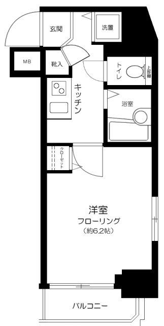 菱和パレス高輪タワー(1K/6階)の間取り写真