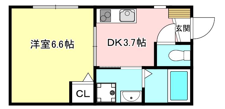 六浦3丁目アパート(1DK/3階)の間取り写真