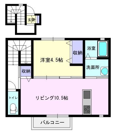 ドルチェ・ヴィータ伊万里E(1LDK/2階)の間取り写真