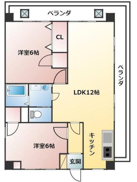 にしきビル(2LDK/2階)の間取り写真