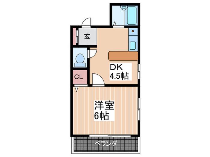 第2竹本ビル(1DK/3階)の間取り写真