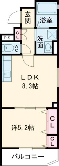 クリエオーレ津の辺町I(1LDK/1階)の間取り写真