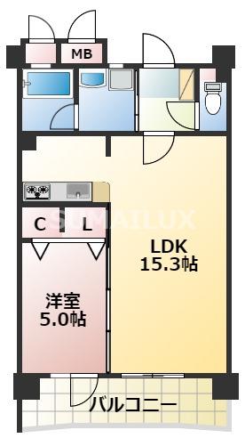 ムライチマンション熊高東(1LDK/2階)の間取り写真