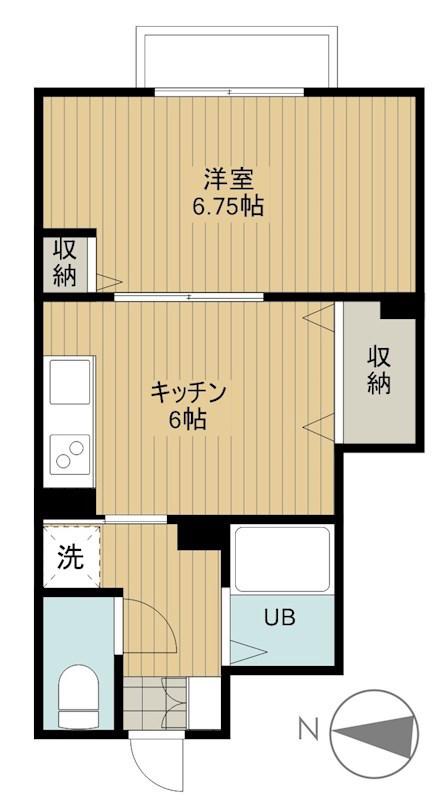 イルマーレ千歳船橋(1DK/1階)の間取り写真