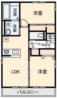 ヒューべリオン(2LDK/2階)の間取り写真