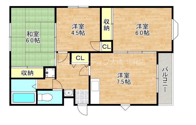 ティソフィアI(3LDK/4階)の間取り写真