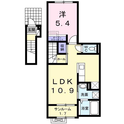 カレントレジデンス女池II(1LDK/2階)の間取り写真