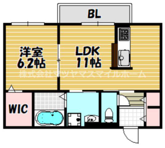 ルナメゾンB棟(1LDK/2階)の間取り写真