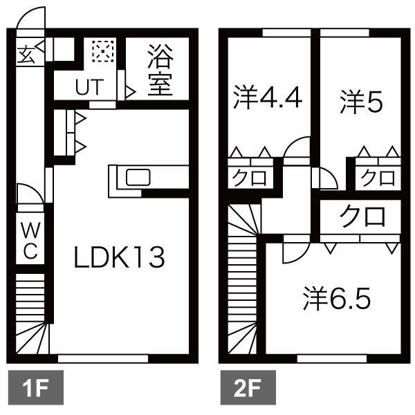 アリエッタB棟(3LDK/1階)の間取り写真
